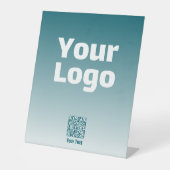 編集可能なQRコードとグラデーション付きロゴグラデーション 台座サイン (正面)