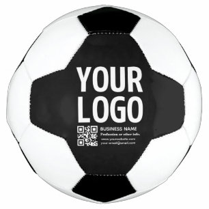 編集可能なQRコードとテキスト付きのロゴ サッカーボール