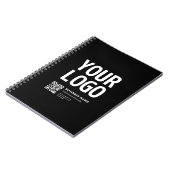 編集可能なQRコードとテキスト付きのロゴ ノートブック (左側)