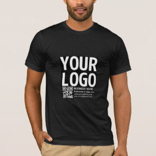 編集可能なQRコードとテキスト付きのロゴ Tシャツ
