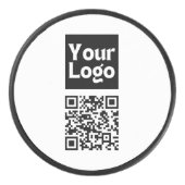 編集可能なQRコードとビジネスロゴまたはイメージ アイスホッケーパック (正面)