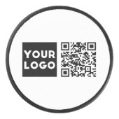編集可能なQRコードとビジネスロゴまたはイメージ アイスホッケーパック (正面)