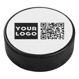 編集可能なQRコードとビジネスロゴまたはイメージ アイスホッケーパック