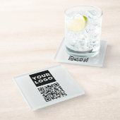 編集可能なQRコードとビジネスロゴまたはイメージ ガラスコースター (アングル)