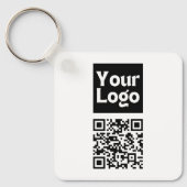 編集可能なQRコードとビジネスロゴまたはイメージ キーホルダー (正面)