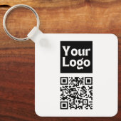 編集可能なQRコードとビジネスロゴまたはイメージ キーホルダー (正面)