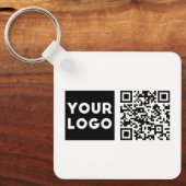 編集可能なQRコードとビジネスロゴまたはイメージ キーホルダー (正面)