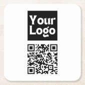 編集可能なQRコードとビジネスロゴまたはイメージ スクエアペーパーコースター (正面)