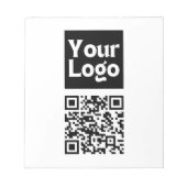 編集可能なQRコードとビジネスロゴまたはイメージ ノートパッド (正面)