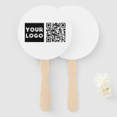 編集可能なQRコードとビジネスロゴまたはイメージ ハンドファン (正面&裏面)