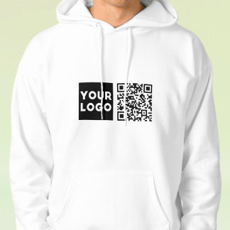 編集可能なQRコードとビジネスロゴまたはイメージ パーカ