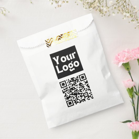 編集可能なQRコードとビジネスロゴまたはイメージ フェイバーバッグ (封をした状態)