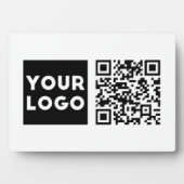 編集可能なQRコードとビジネスロゴまたはイメージ フォトプラーク (正面)