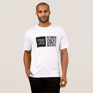 編集可能なQRコードとビジネスロゴまたはイメージ Tシャツ