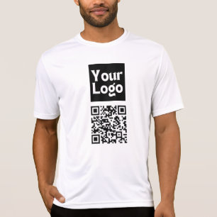 編集可能なQRコードとビジネスロゴまたはイメージ Tシャツ