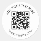 編集可能なQRコードウェブサイトURL ラウンドシール (正面)