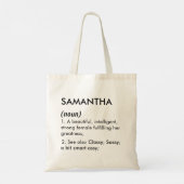 編集可能なSamanthaの名前の定義、カスタム名 トートバッグ (裏面)