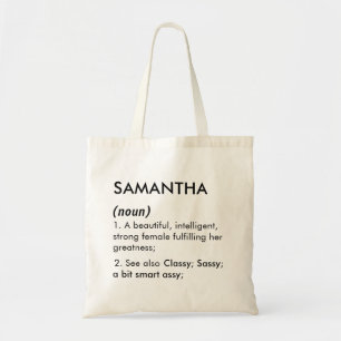 編集可能なSamanthaの名前の定義、カスタム名 トートバッグ