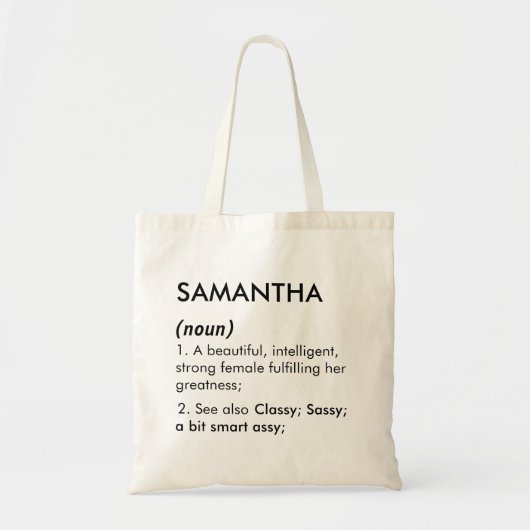編集可能なSamanthaの名前の定義、カスタム名 トートバッグ (正面)