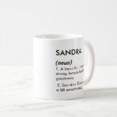 編集可能なSandraの名前の定義、カスタム名 コーヒーマグカップ (正面右)