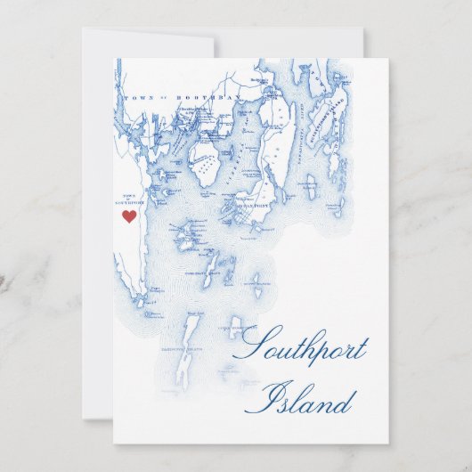 編集可能なSouthport Maine結婚のテーブル名カード 招待状 (正面)