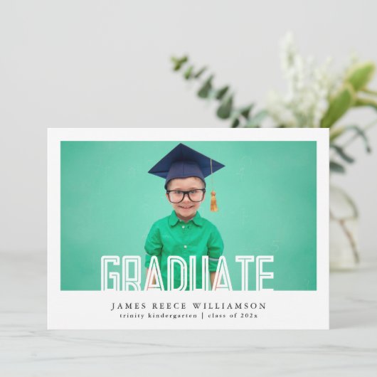 編集可能はっきりした写真幼稚園卒業 案内状 (スタンド正面)