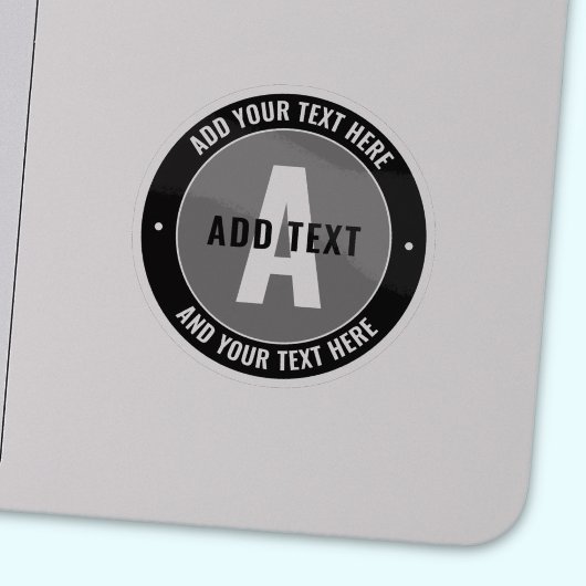 編集可能はっきりした文字およびモノグラム |黒とグレー シール