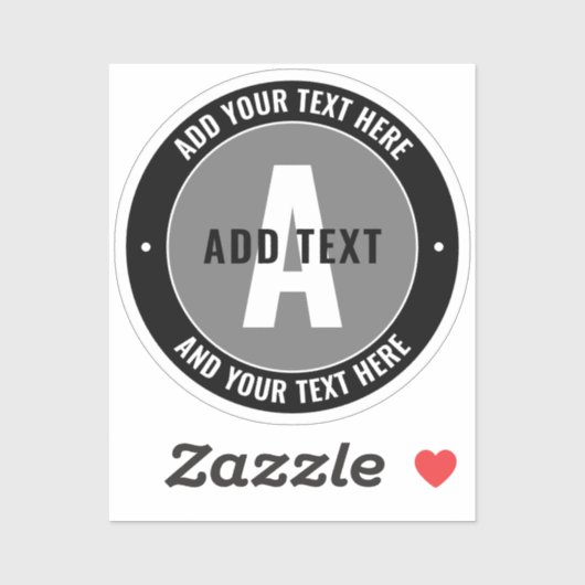 編集可能はっきりした文字およびモノグラム |黒とグレー シール (シート)