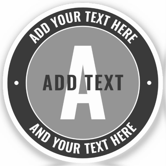 編集可能はっきりした文字およびモノグラム |黒とグレー シール (正面)