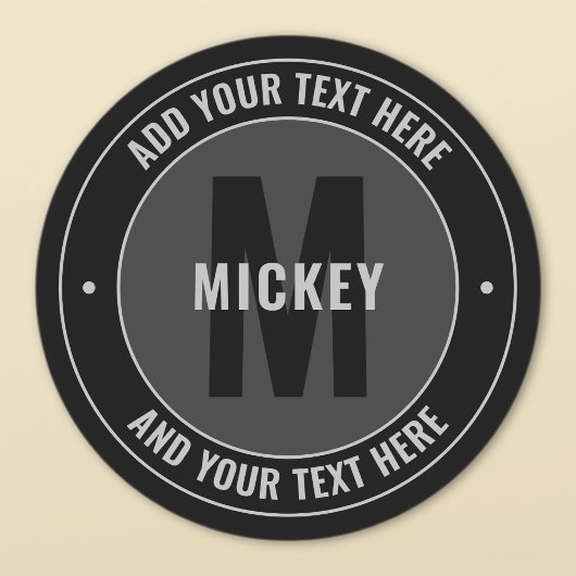 編集可能はっきりした文字およびモノグラム |黒とグレー ラベル