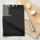 編集可能はっきりした文字 |白黒とグレー キッチンタオル (四つ折り)