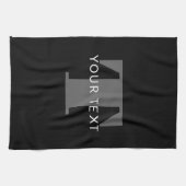 編集可能はっきりした文字 |白黒とグレー キッチンタオル (横)