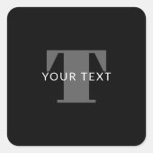 編集可能はっきりした文字 |白黒とグレー スクエアシール (正面)