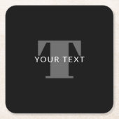 編集可能はっきりした文字 |白黒とグレー スクエアペーパーコースター (正面)