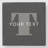編集可能はっきりした文字 |白黒とグレー ストーンコースター (正面)