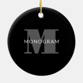 編集可能はっきりした文字 |白黒とグレー セラミックオーナメント (裏面)