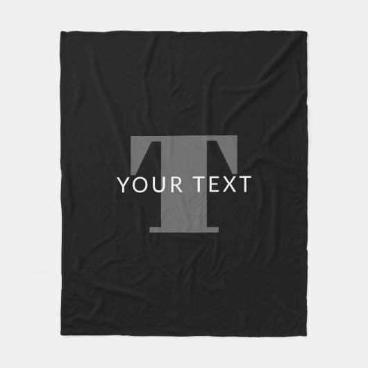 編集可能はっきりした文字 |白黒とグレー フリースブランケット (正面)