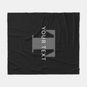 編集可能はっきりした文字 |白黒とグレー フリースブランケット (正面(横))