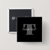 編集可能はっきりした文字 |白黒とグレー 缶バッジ (正面&裏面)