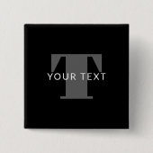 編集可能はっきりした文字 |白黒とグレー 缶バッジ (正面)