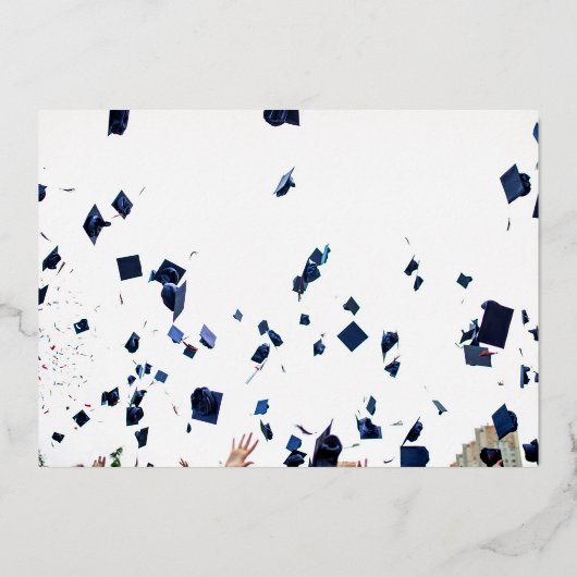 編集可能はっきりした金ゴールド写真幼稚園卒業 箔招待状 (裏面)