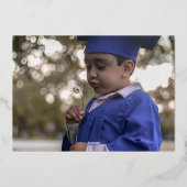 編集可能はっきりした金ゴールド写真幼稚園卒業 箔招待状 (裏面)