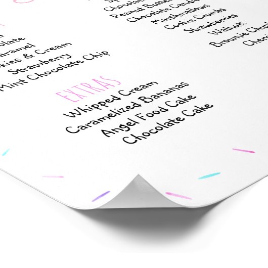 編集可能アイスクリームサンデ誕生日標識 ポスター (角)