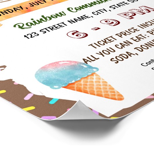 編集可能アイスクリームソーシャル会議先生フライヤー ポスター (角)