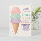 編集可能アイスクリーム誕生日招待状 子供へ 招待状 (スタンド正面)