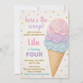 編集可能アイスクリーム誕生日招待状 招待状 (正面)