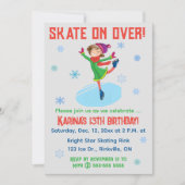 編集可能アイススケートで滑る誕生日パーティー 招待状 (正面)