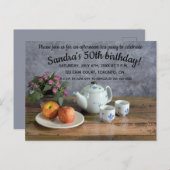 編集可能アフタヌーンティーパーティの招待状はがき インビテーションポストカード (正面/裏面)