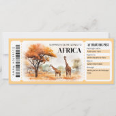 編集可能アフリカボーディングパス飛行機チケット 招待状 (正面)