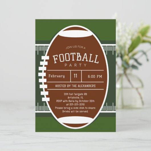 編集可能アメリカンフットボールパーティー 招待状 (スタンド正面)